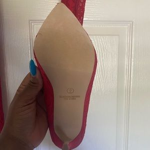 Thigh High Red Mesh Heels